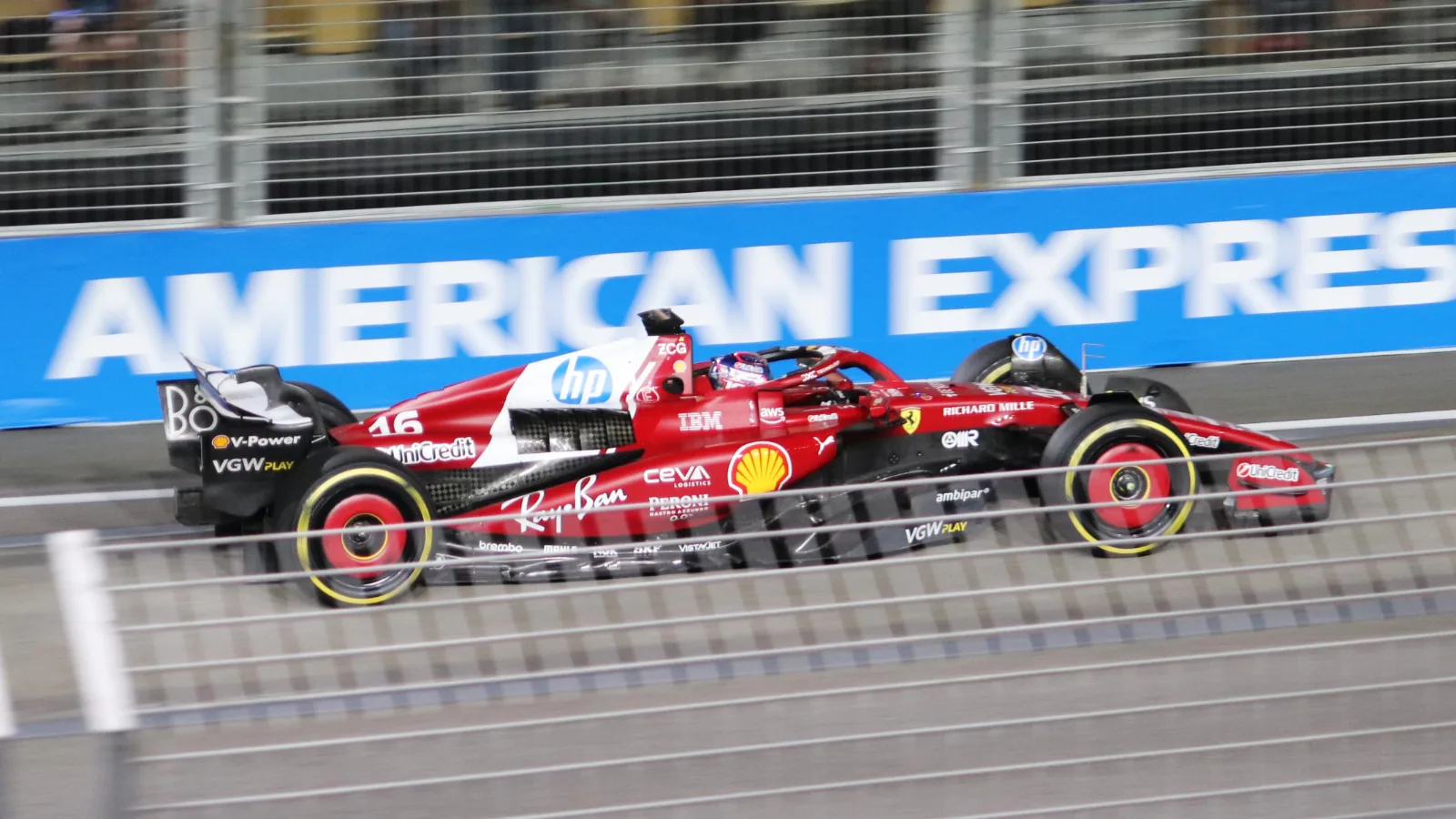 Charles Leclerc driving his Ferrari at the 2025 Singapore Grand Prix