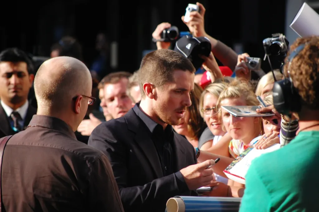 Christian Bale at the European premiere of The Dark Knight in 2008