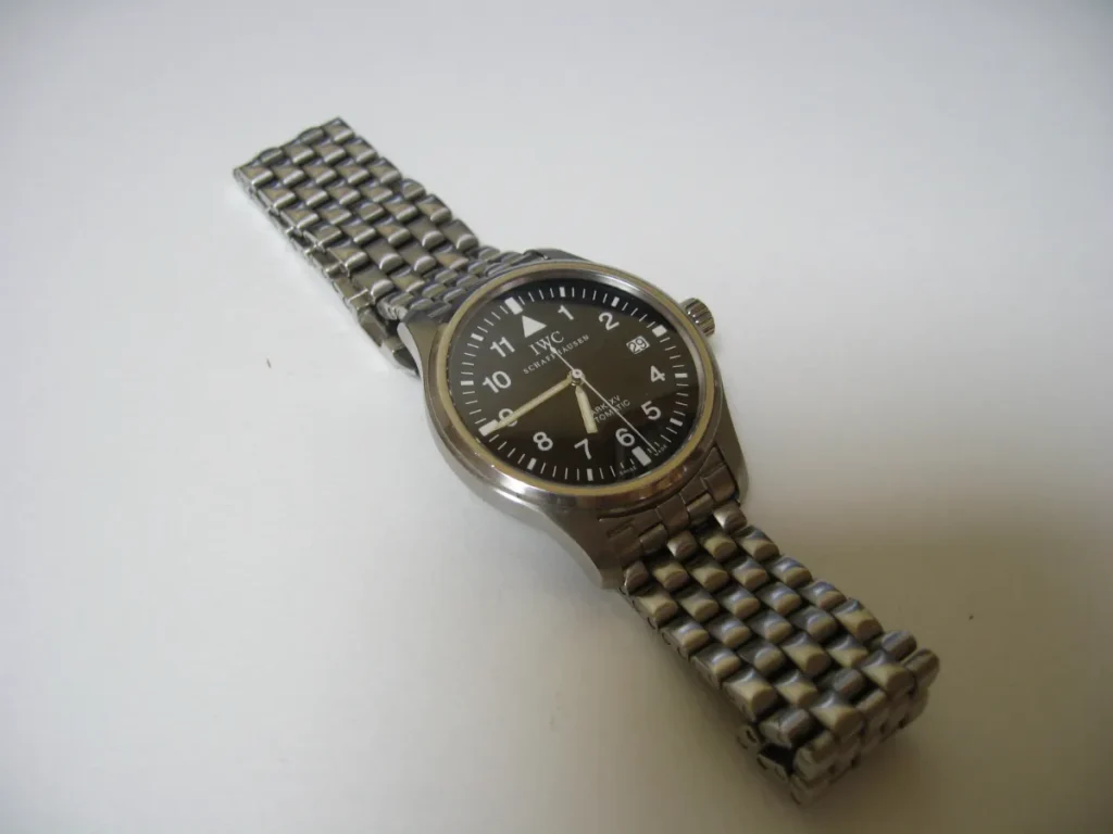 IWC Mark XV pilot's watch with black dial and luminous Arabic numerals