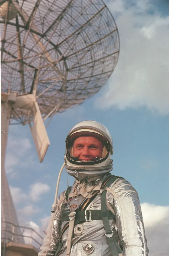 Astronaut John Glenn in his Mercury spacesuit, 1962
