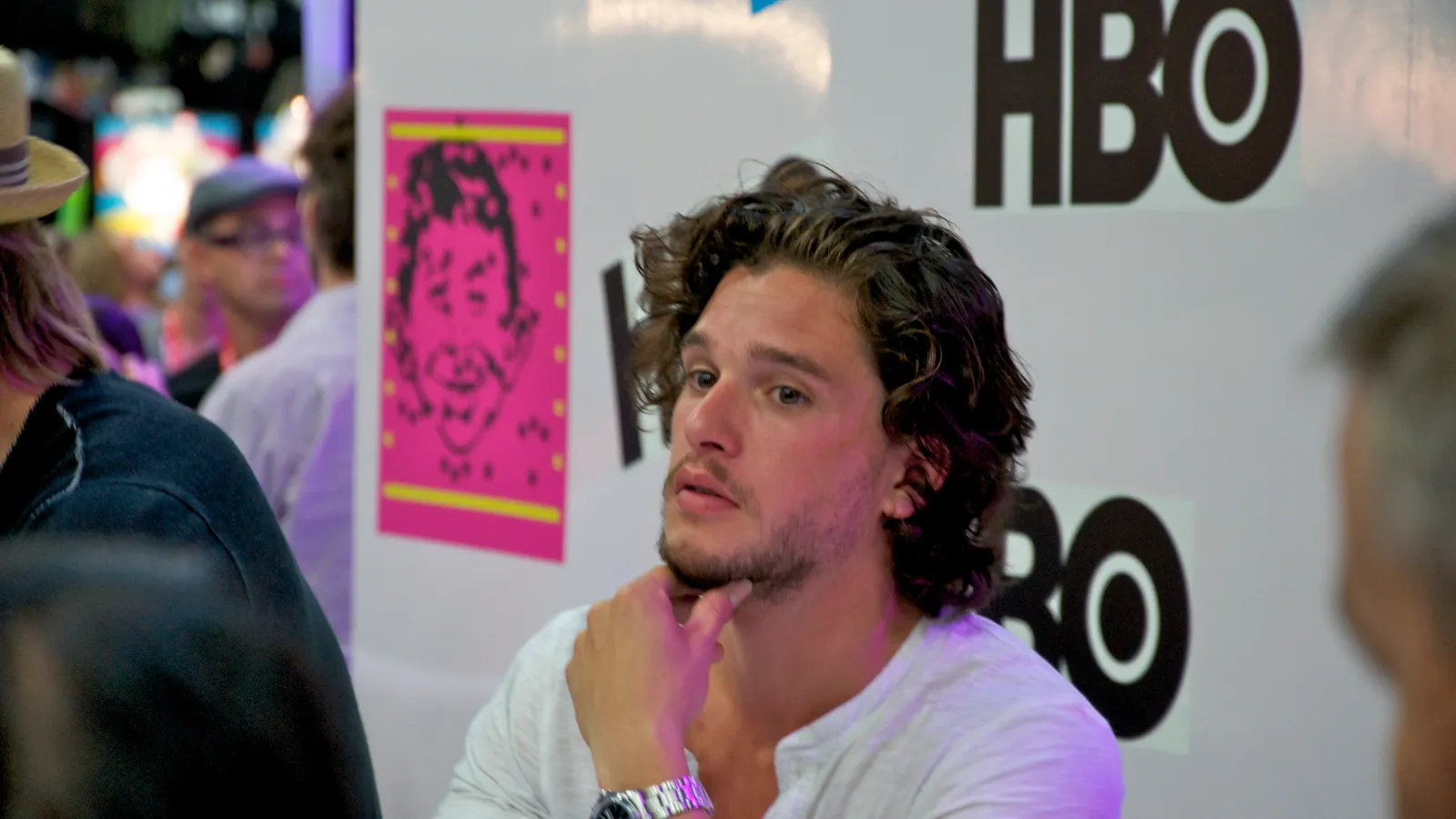 Kit Harington at an HBO event in 2011, wearing a steel watch