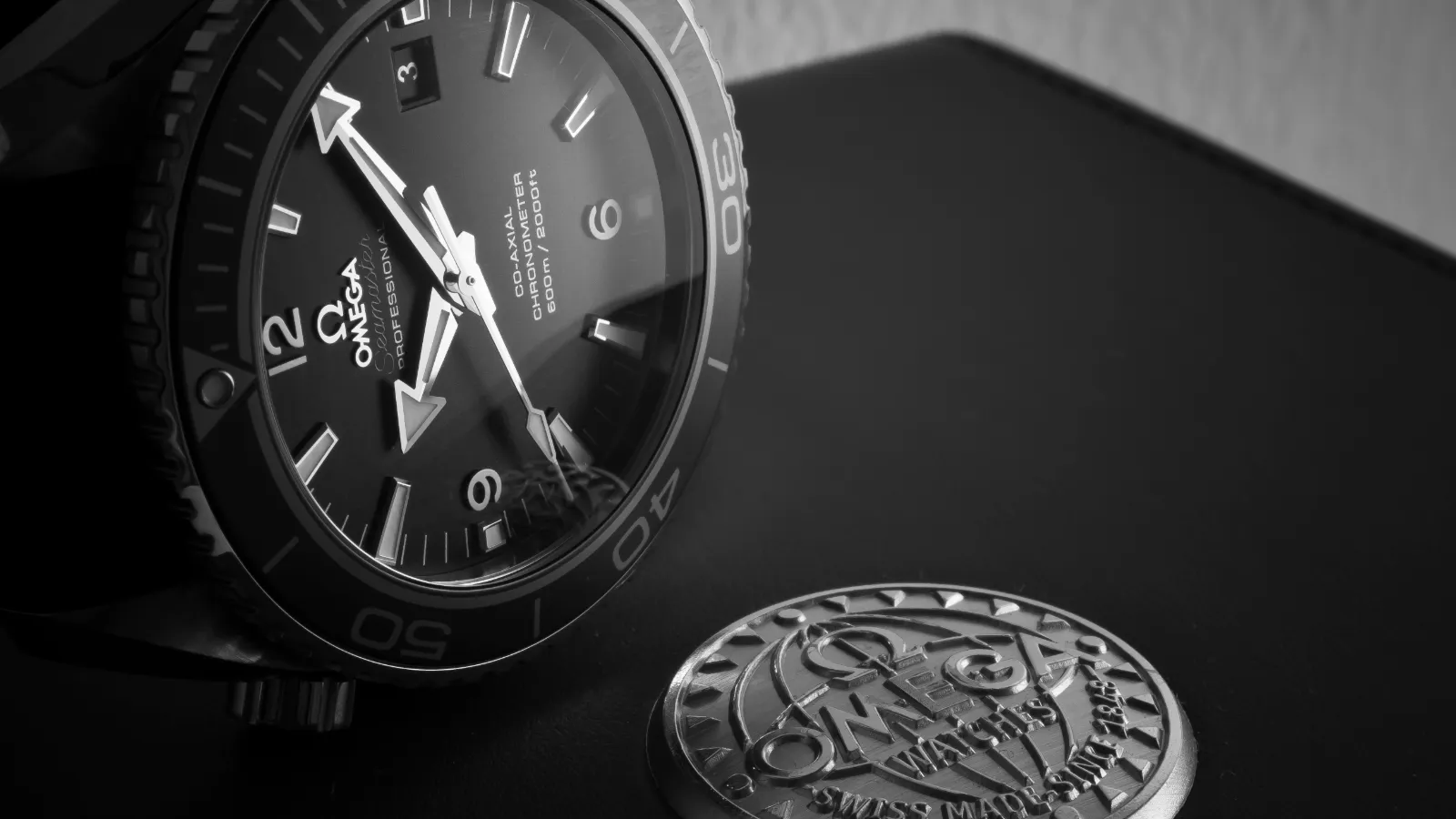 Omega Seamaster Planet Ocean with black dial and bezel